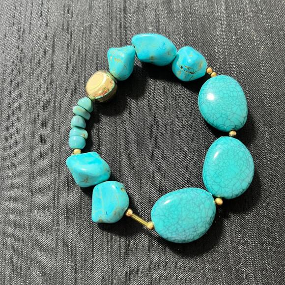 Unbranded 5-strand Statement Necklace & Bracelet Set 16-18" Turquoise Silver - Picture 2 of 3